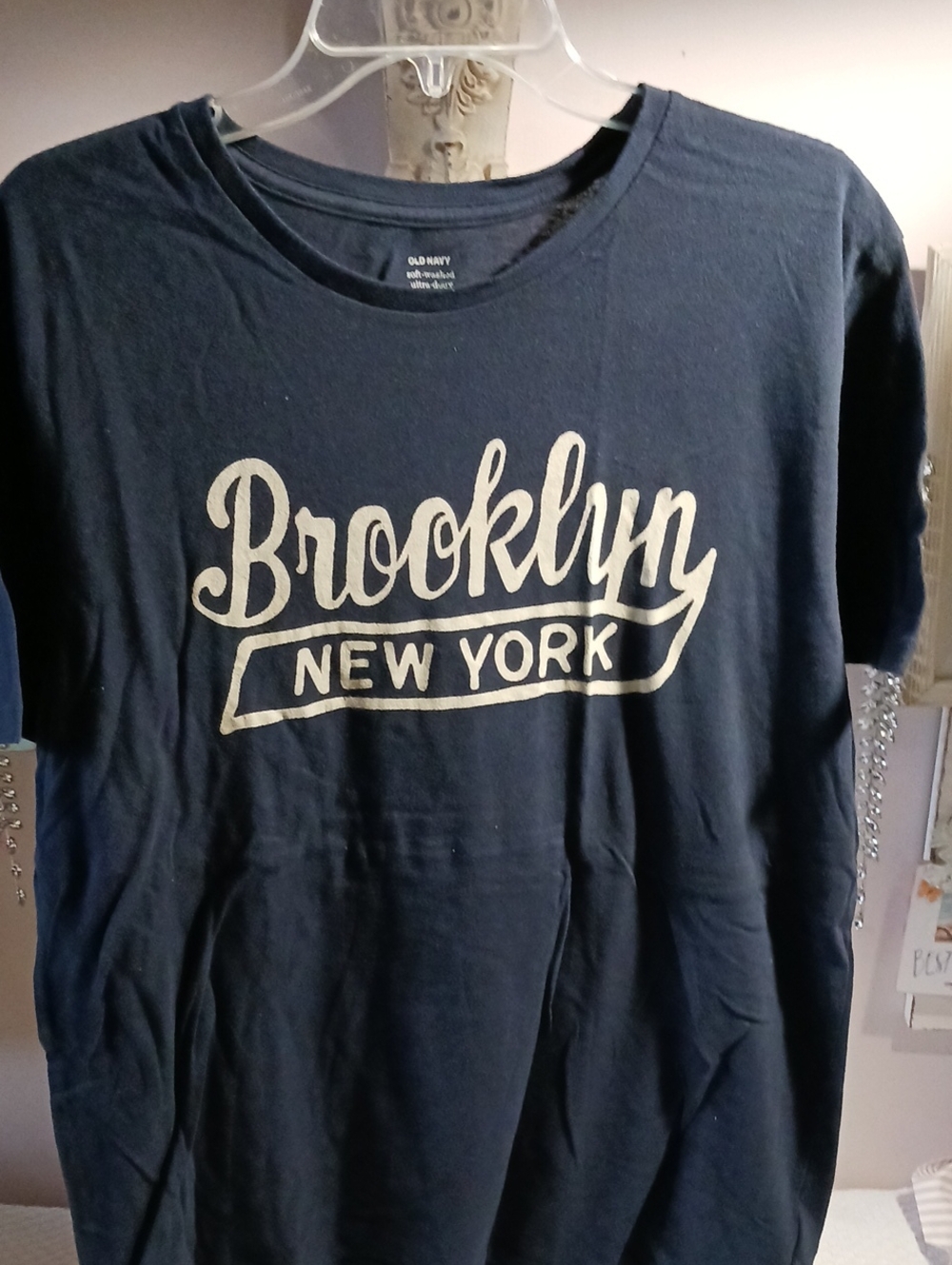 Old Navy Classic Navy Blue 'Brooklyn New York' Graphic Tee L 👕❤️⚜️❤️👕